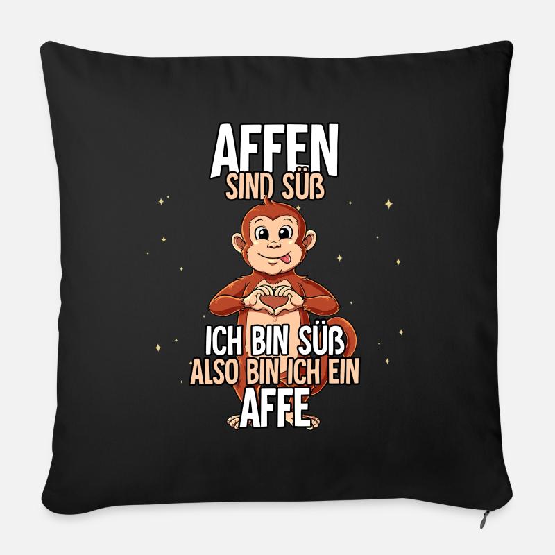 Affen Sind Süß Affe - Sofakissenbezug 45 x 45 cm - Schwarz