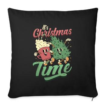 It's Christmas time - Sofa pillowcase 17,3'' x 17,3'' (45 x 45 cm) - black - Front