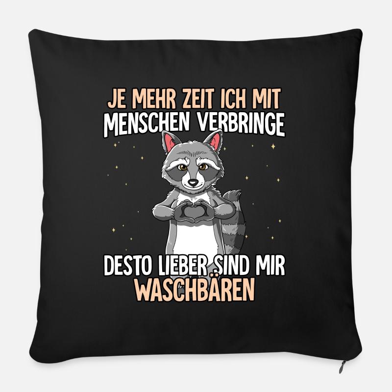 Waschbär - Sofakissenbezug 45 x 45 cm - Schwarz
