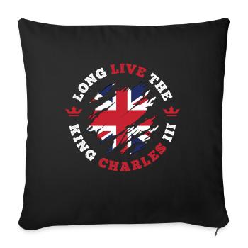 King Charles 3rd British Flag Coronation - Sofa pillowcase 17,3'' x 17,3'' (45 x 45 cm) - black - Front
