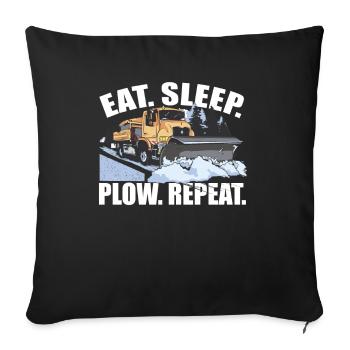 Eat Sleep Plow Repeat - Sofa pillowcase 17,3'' x 17,3'' (45 x 45 cm) - black - Front