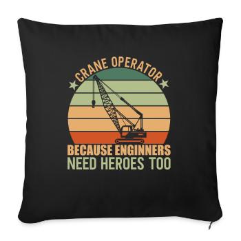 Crane Operator Kranführer - Sofa pillowcase 17,3'' x 17,3'' (45 x 45 cm) - black - Front