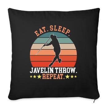 Eat Sleep Throw Repeat - Sofakissenbezug 45 x 45 cm - Schwarz - Vorne