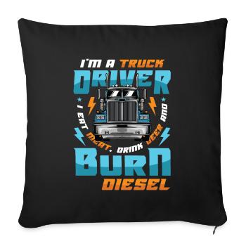 Lkw-fahrer Isst Fleisch und Trinkt Bier - Sofakissenbezug 45 x 45 cm - Schwarz - Vorne