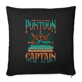 Pontonboot, Ponton Kapitän - Sofakissenbezug 45 x 45 cm - Schwarz - Vorne
