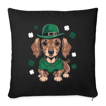St Patricks Day Dachshund Weiner Dog Shamrock - Housse de coussin décorative 45 x 45 cm - noir - Devant