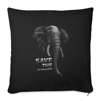 Save the elephants - Sofa pillowcase 17,3'' x 17,3'' (45 x 45 cm) - black - Front