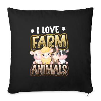 J’aime les animaux de la ferme, la ferme des enfants - Housse de coussin décorative 45 x 45 cm - noir - Devant