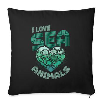 I love sea creatures, heart shape - Sofa pillowcase 17,3'' x 17,3'' (45 x 45 cm) - black - Front