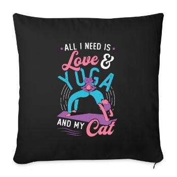 All I need is love and yoga - Sofa pillowcase 17,3'' x 17,3'' (45 x 45 cm) - black - Front