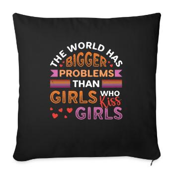 Des problèmes plus importants que les filles, embrasser les filles - Housse de coussin décorative 45 x 45 cm - noir - Devant