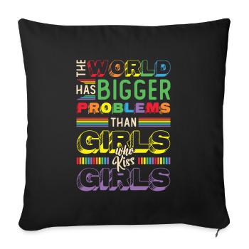 Des problèmes plus graves que les filles qui embrassent des filles - Housse de coussin décorative 45 x 45 cm - noir - Devant