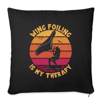 Wing Foiling Therapy - Sofa pillowcase 17,3'' x 17,3'' (45 x 45 cm) - black - Front