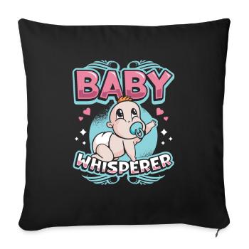 La chuchotrice, nounou, assistante maternelle, baby-sitter - Housse de coussin décorative 45 x 45 cm - noir - Devant