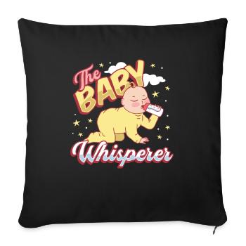 La chuchotrice, nounou, assistante maternelle, baby-sitter - Housse de coussin décorative 45 x 45 cm - noir - Devant