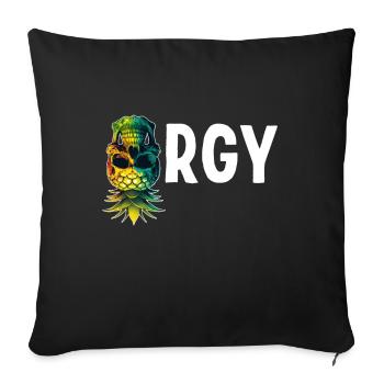 Orgie Upside Down Ananas Totenkopf Swinger Swinging - Sofakissenbezug 45 x 45 cm - Schwarz - Vorne