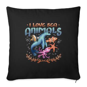 I love sea creatures, heart shape - Sofa pillowcase 17,3'' x 17,3'' (45 x 45 cm) - black - Front
