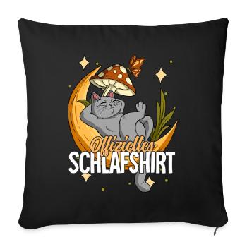 Offizielles Schlafshirt Katze Mond - Sofakissenbezug 45 x 45 cm - Schwarz - Vorne