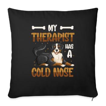 My therapist has a cold nose, dog lover - Sofa pillowcase 17,3'' x 17,3'' (45 x 45 cm) - black - Front