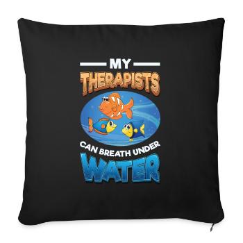 Fun fish keeping, fish keepers - Sofa pillowcase 17,3'' x 17,3'' (45 x 45 cm) - black - Front