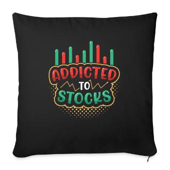 Addicted to stocks, bull bear stock market - Sofa pillowcase 17,3'' x 17,3'' (45 x 45 cm) - black - Front