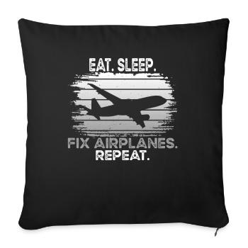 Mechanic Fix Airplanes - Sofa pillowcase 17,3'' x 17,3'' (45 x 45 cm) - black - Front
