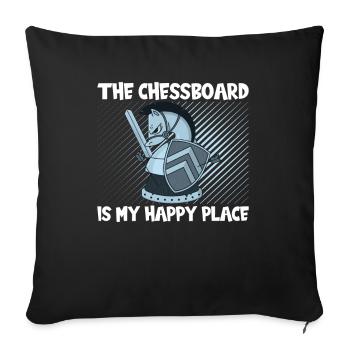 Schach Happy Place - Sofakissenbezug 45 x 45 cm - Schwarz - Vorne