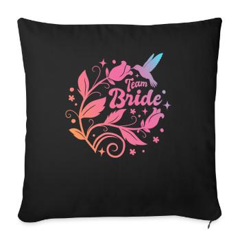 JGA Bachelorette Party - Team Bride - Wreath - Sofa pillowcase 17,3'' x 17,3'' (45 x 45 cm) - black - Front