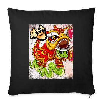 Year of the Serpent Lunar New Year Chinese - Sofa pillowcase 17,3'' x 17,3'' (45 x 45 cm) - black - Front