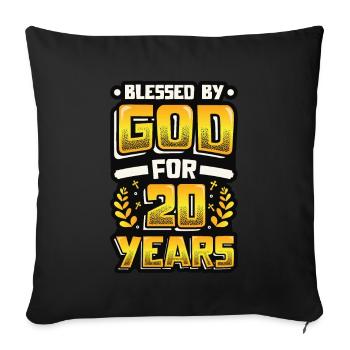 Religious by God for 20 years - Sofa pillowcase 17,3'' x 17,3'' (45 x 45 cm) - black - Front
