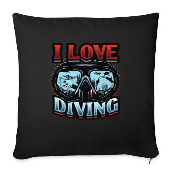 I love diving, scuba diving - Sofa pillowcase 17,3'' x 17,3'' (45 x 45 cm) - black - Front