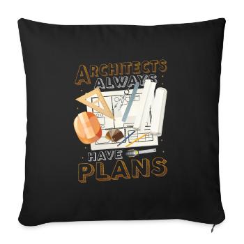 Architects always have plans, architecture - Sofa pillowcase 17,3'' x 17,3'' (45 x 45 cm) - black - Front