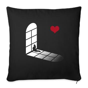 Cat sits by the window and waits - Cat Fan - Sofa pillowcase 17,3'' x 17,3'' (45 x 45 cm) - black - Front