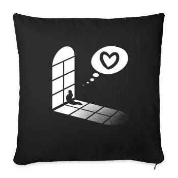 Cat sits by the window and waits - Cat Fan - Sofa pillowcase 17,3'' x 17,3'' (45 x 45 cm) - black - Front