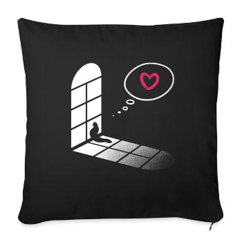 Cat sits by the window and waits - Cat Fan - Sofa pillowcase 17,3'' x 17,3'' (45 x 45 cm) - black - Front
