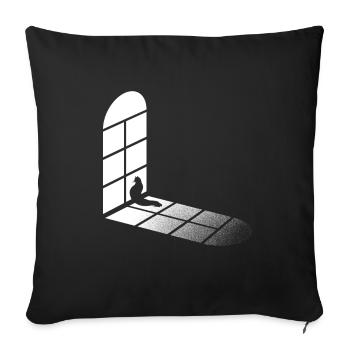 Cat sits by the window and waits - Cat Fan - Sofa pillowcase 17,3'' x 17,3'' (45 x 45 cm) - black - Front