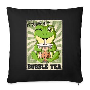 Boba Tea Frosch Bubble Tea - Sofakissenbezug 45 x 45 cm - Schwarz - Vorne