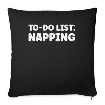 Funny Napping Lover Quote Sleep Briefly During Day - Sofa pillowcase 17,3'' x 17,3'' (45 x 45 cm) - black - Front