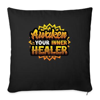 Awaken Your Inner Healer, Reiki Spiritual - Sofa pillowcase 17,3'' x 17,3'' (45 x 45 cm) - black - Front