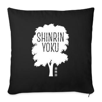Shinrin yoku - Waldbaden - Waldmeditation - Sofakissenbezug 45 x 45 cm - Schwarz - Vorne