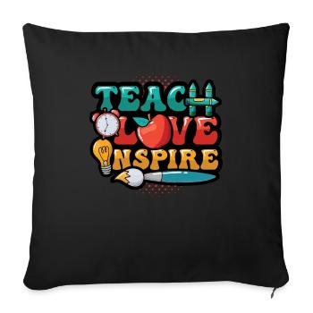Lehrer Unterrichten, Liebe Inspiriert - Sofakissenbezug 45 x 45 cm - Schwarz - Vorne