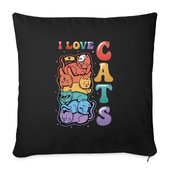 I love cats - Sofa pillowcase 17,3'' x 17,3'' (45 x 45 cm) - black - Front