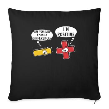 Minus and plus signs, math word game - Sofa pillowcase 17,3'' x 17,3'' (45 x 45 cm) - black - Front