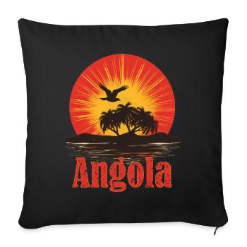 Angola Drapeau angolais Vintage Coucher de soleil Souvenir Fierté - Housse de coussin décorative 45 x 45 cm - noir - Devant