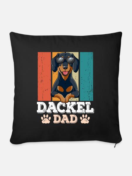 Dackel Dad - Sofakissenbezug 45 x 45 cm - Schwarz