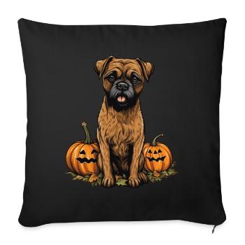 Border Terrier Hundekürbis Faule Halloween-Party - Sofakissenbezug 45 x 45 cm - Schwarz - Vorne