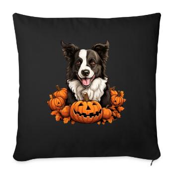 Border Collie Dog Pumpkin Lazy Halloween Party - Sofa pillowcase 17,3'' x 17,3'' (45 x 45 cm) - black - Front