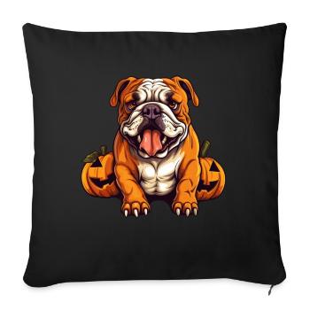 Bulldog Dog Pumpkin Lazy Halloween Party Costume - Housse de coussin décorative 45 x 45 cm - noir - Devant