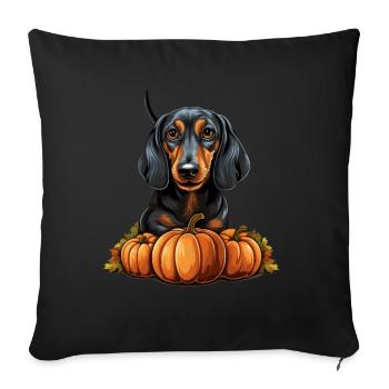 Teckel Chien Citrouille Paresseux Halloween Costume de fête - Housse de coussin décorative 45 x 45 cm - noir - Devant