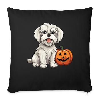 Chien maltais Citrouille Paresseuse Halloween Costume de fête - Housse de coussin décorative 45 x 45 cm - noir - Devant